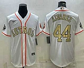 Men's Houston Astros #44 Yordan Alvarez White Gold 2022 World Series Champions Stitched Cool Base Nike Jersey,baseball caps,new era cap wholesale,wholesale hats
